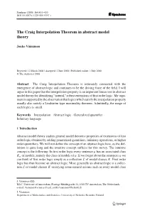 The Craig Interpolation Theorem in Abstract Model Theory
