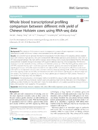 Whole Blood Transcriptional Profiling Comparison Between Different Milk Yield of Chinese Holstein Cows Using RNA-Seq Data