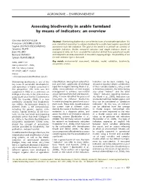 Assessing Biodiversity in Arable Farmland by Means of Indicators: an Overview
