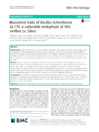 Biocontrol Traits of Bacillus Licheniformis GL174, a Culturable Endophyte of Vitis Vinifera Cv