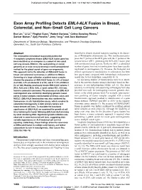 Exon Array Profiling Detects EML4-ALK Fusion in Breast, Colorectal, and Non–Small Cell Lung Cancers