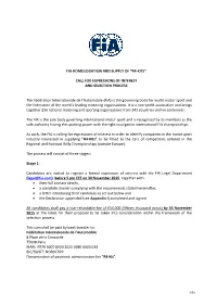 Fia Homologation and Supply of "R4-Kits" Call For