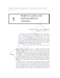 Word Classes and Part-Of-Speech 5 Tagging