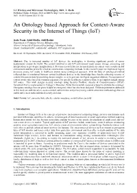 An Ontology Based Approach for Context-Aware Security in the Internet of Things (Iot)