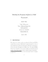 Modeling the Economic Surplus in a SAM