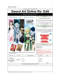 Sword Art Online Re: Edit Release Date: April 28, 2017