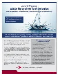 Water Recycling Technologies from Research and Development to Solution Fielding to Decommissioning