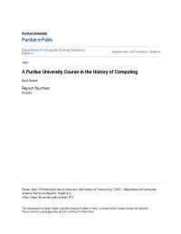 A Purdue University Course in the History of Computing