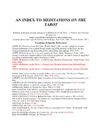 An Index to Meditations on the Tarot