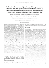 Restoration of Desmosomal Junction Protein Expression and Inhibition Of