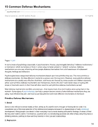 15 Common Defense Mechanisms