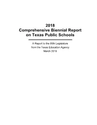 2018 Comprehensive Biennial Report on Texas Public Schools