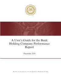A User's Guide for the Bank Holding Company Performance Report