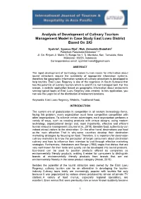 Analysis of Development of Culinary Tourism Management Model in Case Study East Luwu District Based on SIG