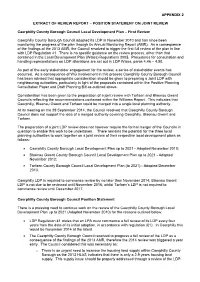 APPENDIX 2 EXTRACT of REVIEW REPORT – POSITION STATEMENT on JOINT REVIEW Caerphilly County Borough Council Local Development