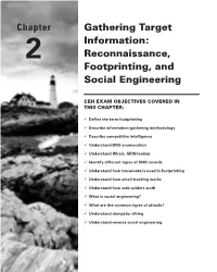 Chapter Gathering Target Information: Reconnaissance, Footprinting, And