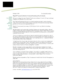 February 2009 for Immediate Release Maptek™ Named in Deloitte
