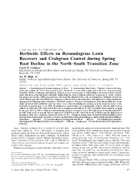 Herbicide Effects on Bermudagrass Lawn Recovery and Crabgrass Control During Spring Root Decline in the North–South Transition Zone Lloyd M