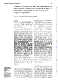 Intraocular Pressure Rise After Phacoemulsification Prophylactic