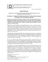 PRESS RELEASE De Brouwer: Timing of Commission Proposal On