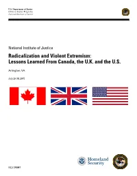 Radicalization and Violent Extremism: Lessons Learned from Canada, the U.K