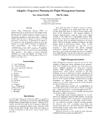 Adaptive Trajectory Planning for Flight Management Systems