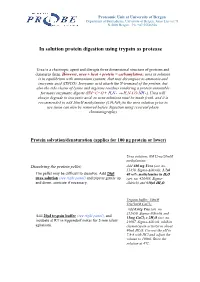 In Solution Protein Digestion Using Trypsin As Protease