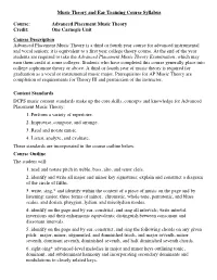 Music Theory and Ear Training Course Syllabus Course: Advanced