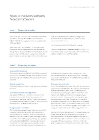 Notes to the Parent Company Financial Statements
