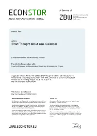 Short Thought About One Calendar