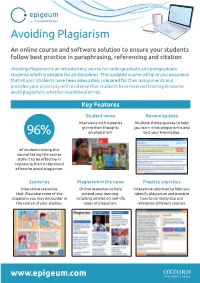 Avoiding Plagiarism