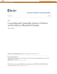 Insiders, Outsiders, and the Attack on Bhandarkar Institute Adheesh Sathaye