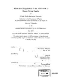 Black Hole Singularities in the Framework of Gauge/String Duality By