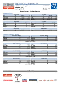 Extended Start List Qualification
