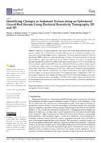 Identifying Changes in Sediment Texture Along an Ephemeral Gravel-Bed Stream Using Electrical Resistivity Tomography 2D and 3D
