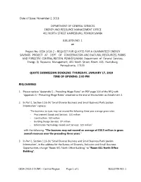 November 2, 2018 BULLETIN NO. 1 on QUOTE SUBMISSION DEADLINE