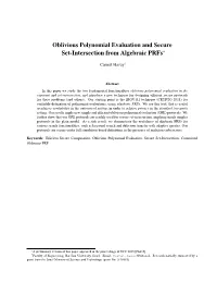 Oblivious Polynomial Evaluation and Secure Set-Intersection from Algebraic Prfs∗