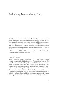 Rethinking Transcendental Style