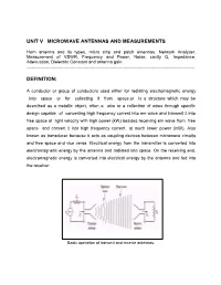 Unit V Microwave Antennas and Measurements