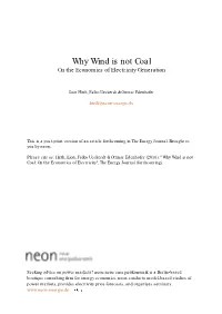 Why Wind Is Not Coal: on the Economics of Electricity Generation
