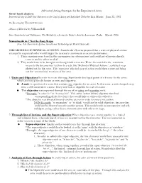 Advanced Acting Strategies for the Experienced Actor