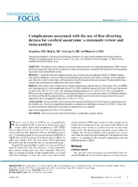 Complications Associated with the Use of Flow-Diverting Devices for Cerebral Aneurysms: a Systematic Review and Meta-Analysis