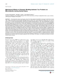 Mechanical Effects of Dynamic Binding Between Tau Proteins on Microtubules During Axonal Injury