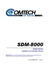 SDM-8000 Satellite Modem Installation and Operation Manual