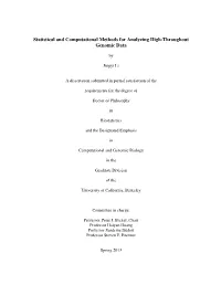 Statistical and Computational Methods for Analyzing High-Throughout Genomic Data