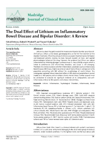 The Dual Effect of Lithium on Inflammatory Bowel Disease and Bipolar Disorder: a Review