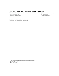 Basic Seismic Utilities User's Guide