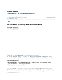Effectiveness of Limiting Use in Wilderness Areas