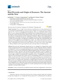 Host Diversity and Origin of Zoonoses: the Ancient and the New