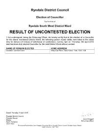 Result of Uncontested Election